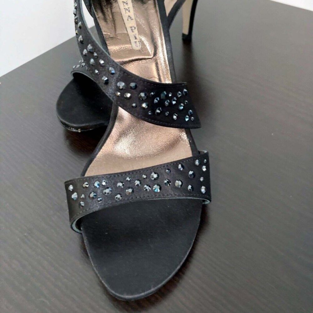 Donna Piu Black Straps Studs Heels Sandals Shoes